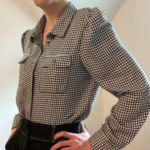 Zara medium houndstooth long-sleeved top
